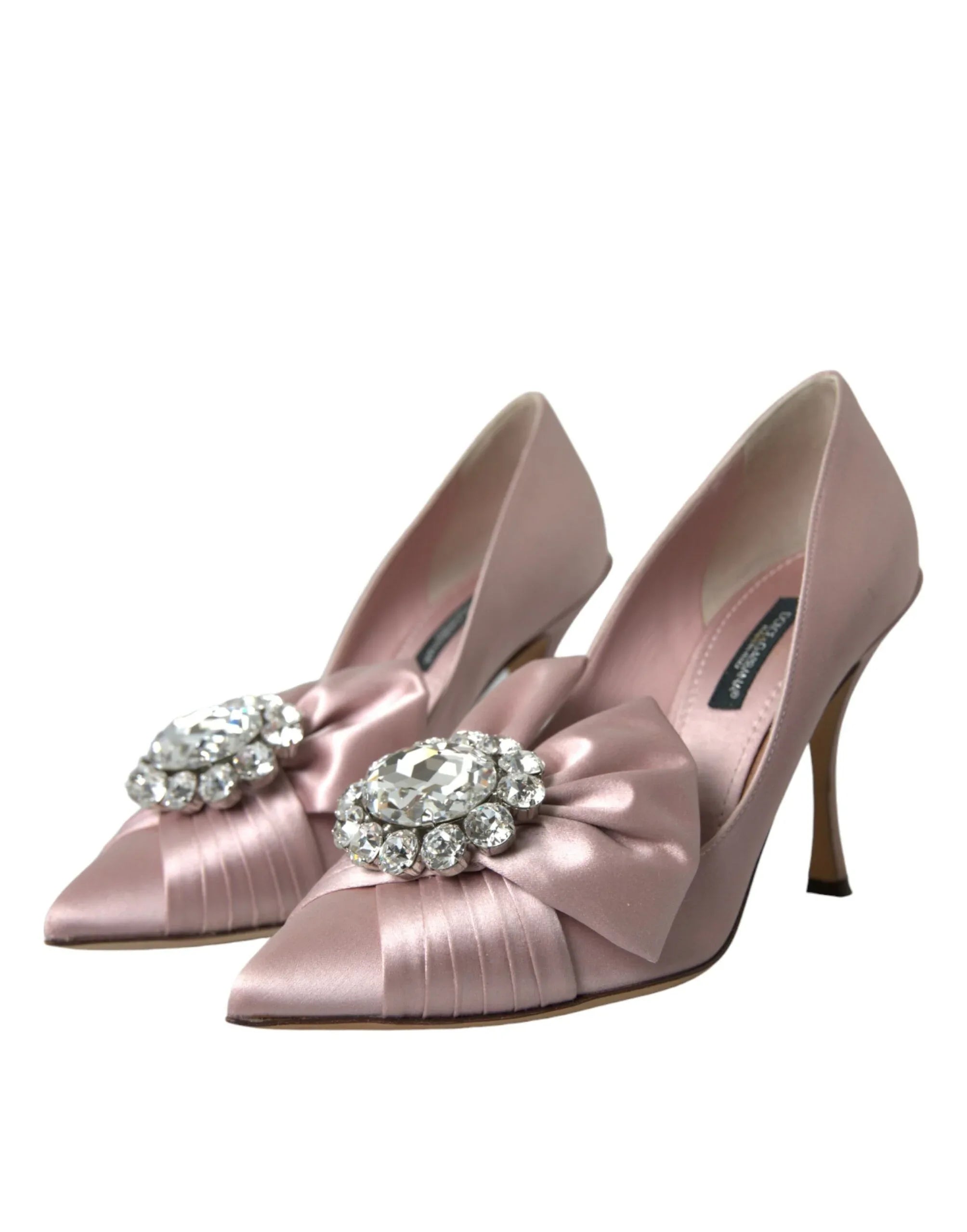 Dolce & Gabbana Pink Satin Crystal High Heels Pumps Shoes - Zeiniez