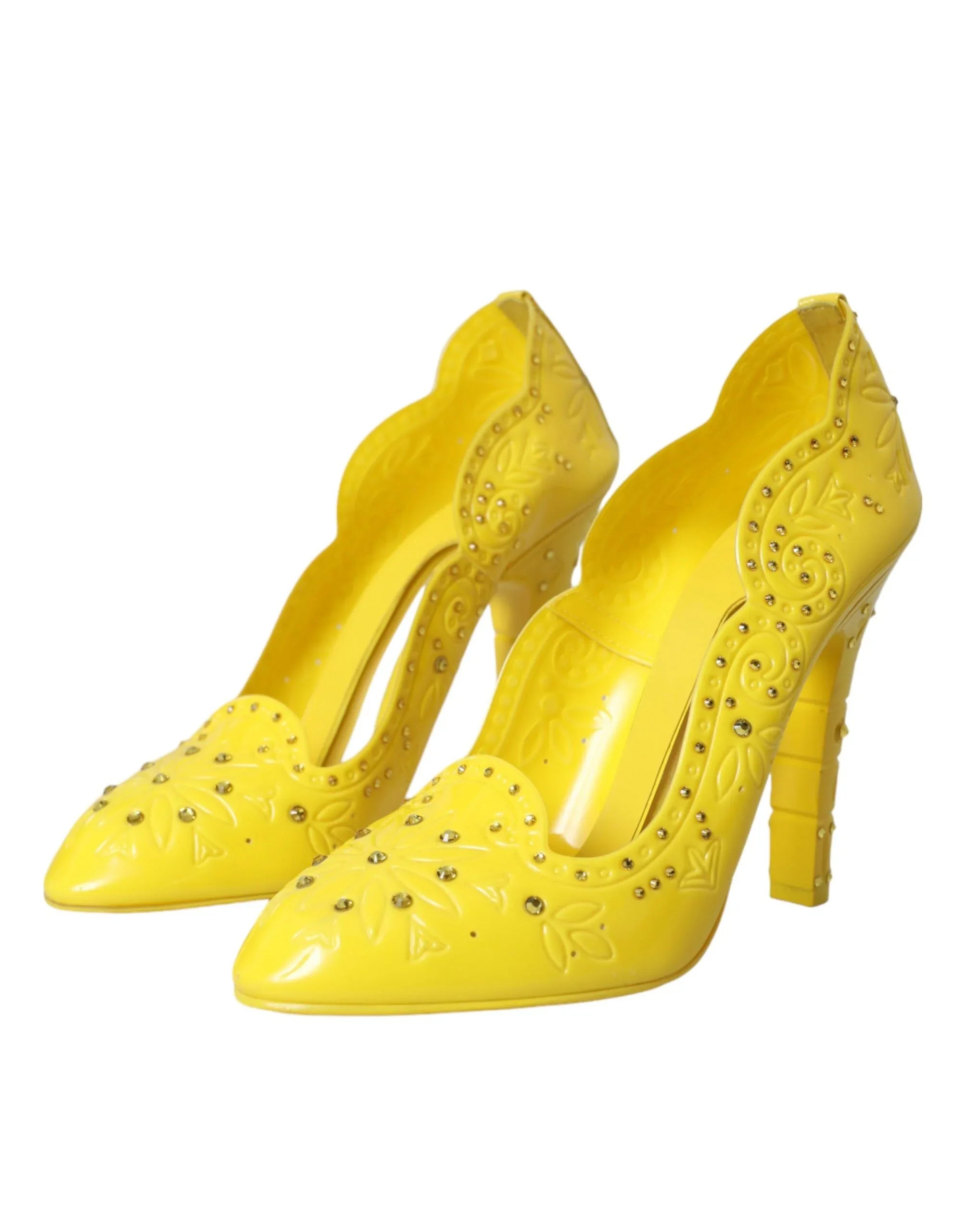 Dolce & Gabbana Yellow Crystal CINDERELLA Heels Pumps Shoes - Zeiniez
