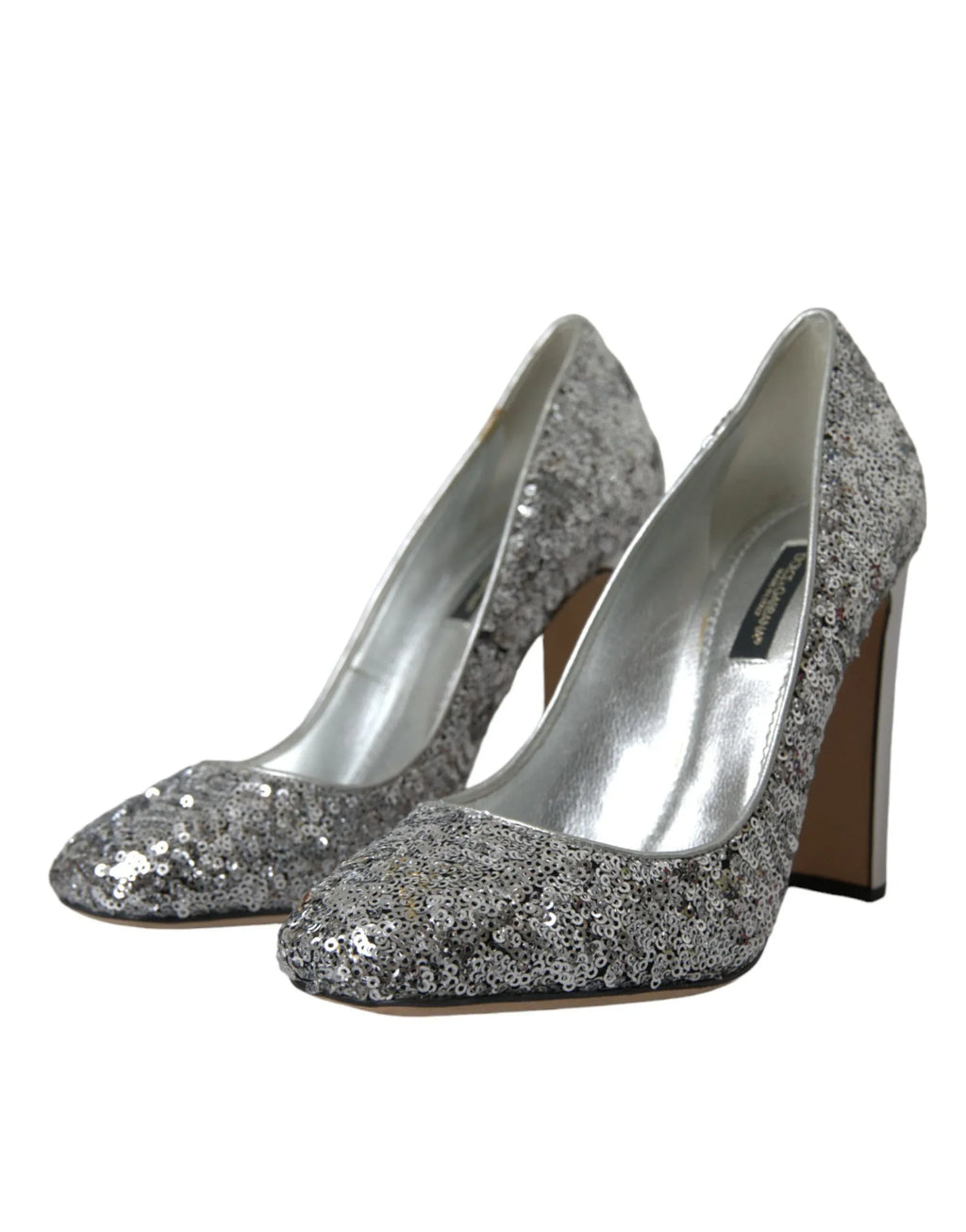 Dolce & Gabbana Silver Sequin Embellished Heels Pumps Shoes - Zeiniez