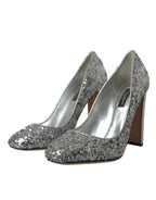 Dolce & Gabbana Silver Sequin Embellished Heels Pumps Shoes - Zeiniez