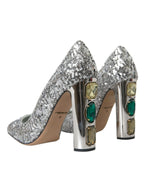 Dolce & Gabbana Silver Sequin Embellished Heels Pumps Shoes - Zeiniez
