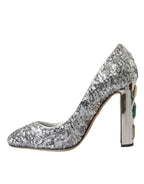 Dolce & Gabbana Silver Sequin Embellished Heels Pumps Shoes - Zeiniez