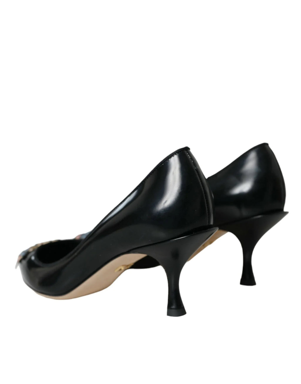 Dolce & Gabbana Black Leather BOOM Patch Heels Pumps Shoes - Zeiniez