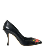 Dolce & Gabbana Black Leather WOW Patch Heels Pumps Shoes - Zeiniez