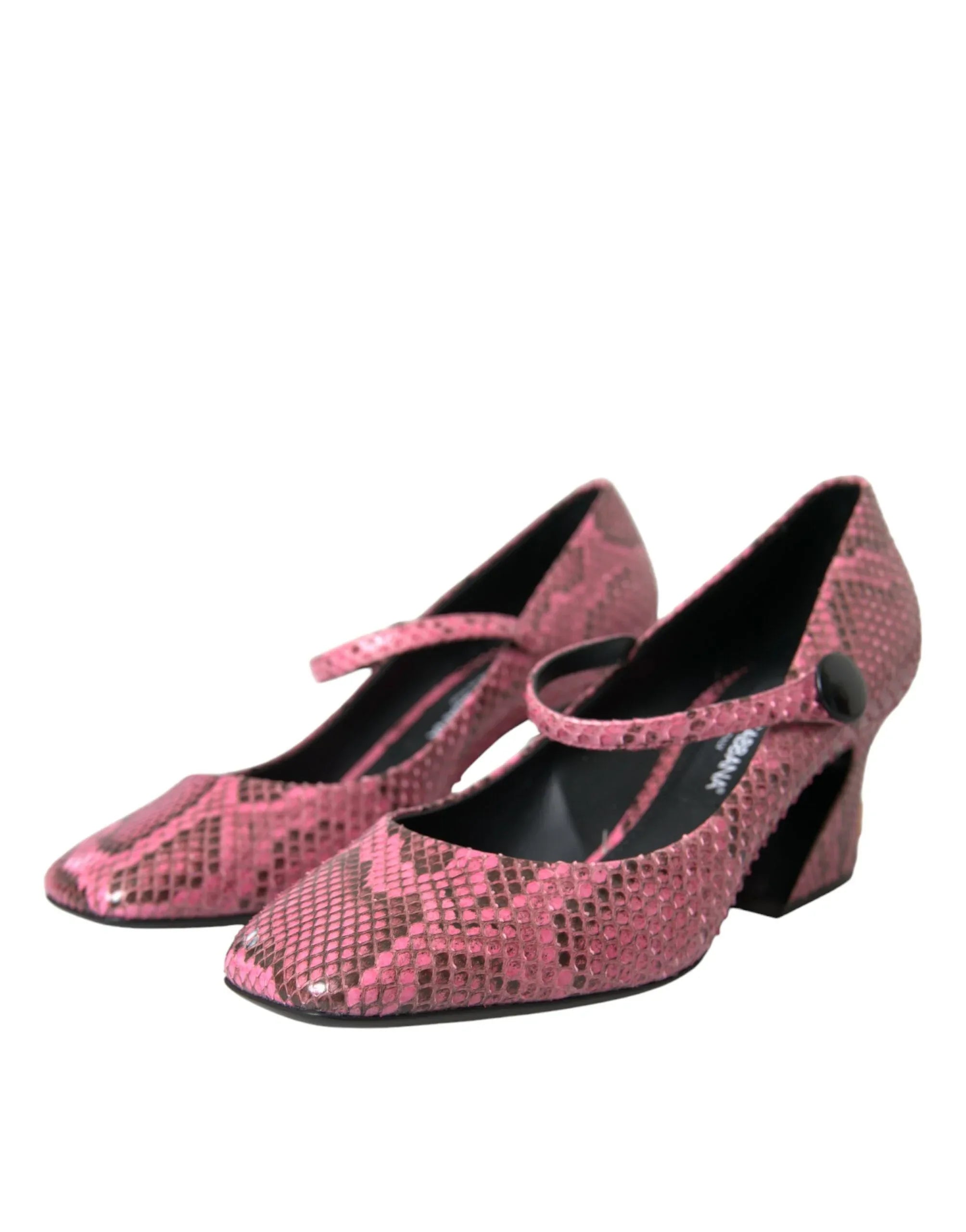 Dolce & Gabbana Pink Python Leather Mary Jane Heels Shoes - Zeiniez