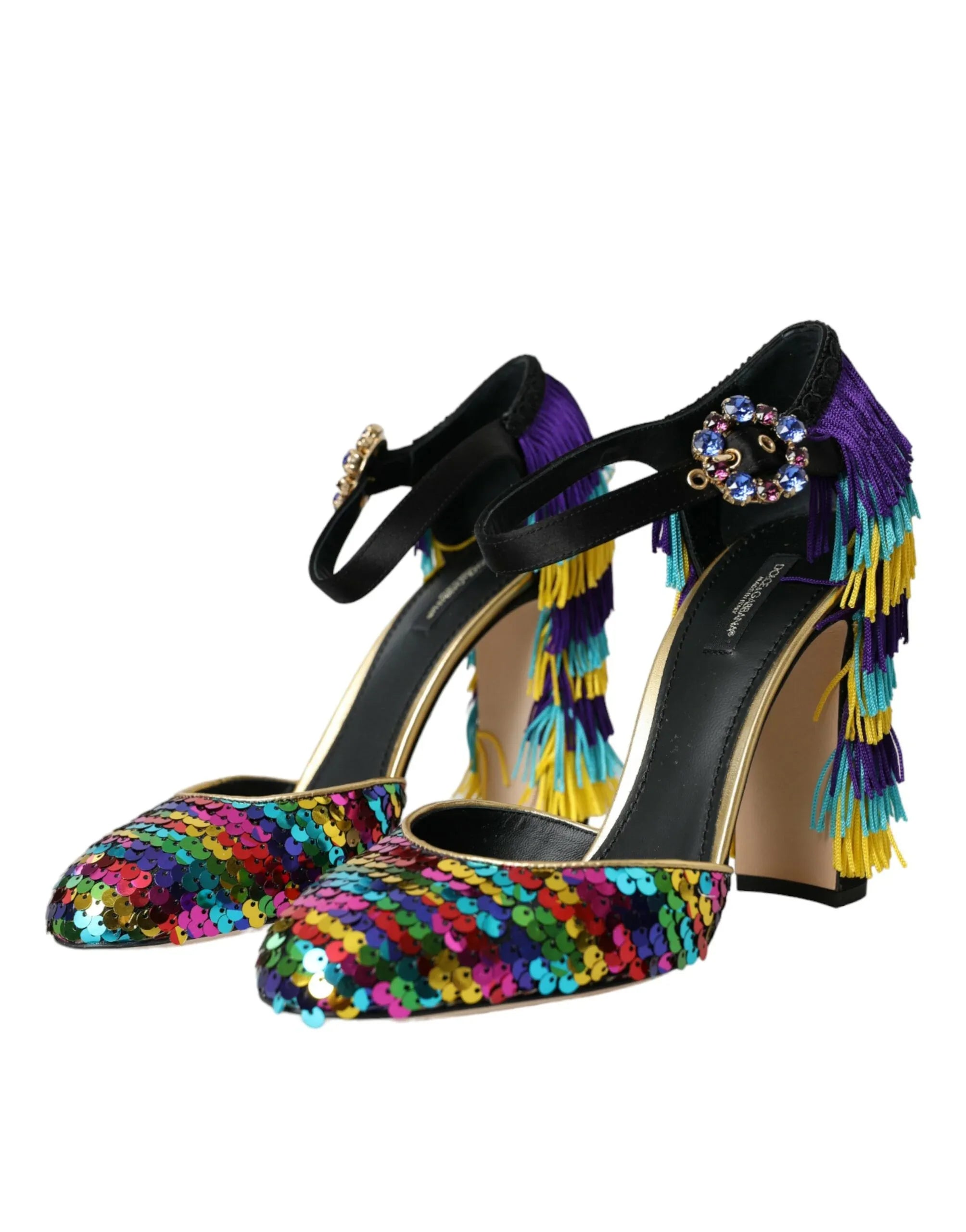 Dolce & Gabbana Multicolor Sequin Crystal Mary Jane Shoes - Zeiniez