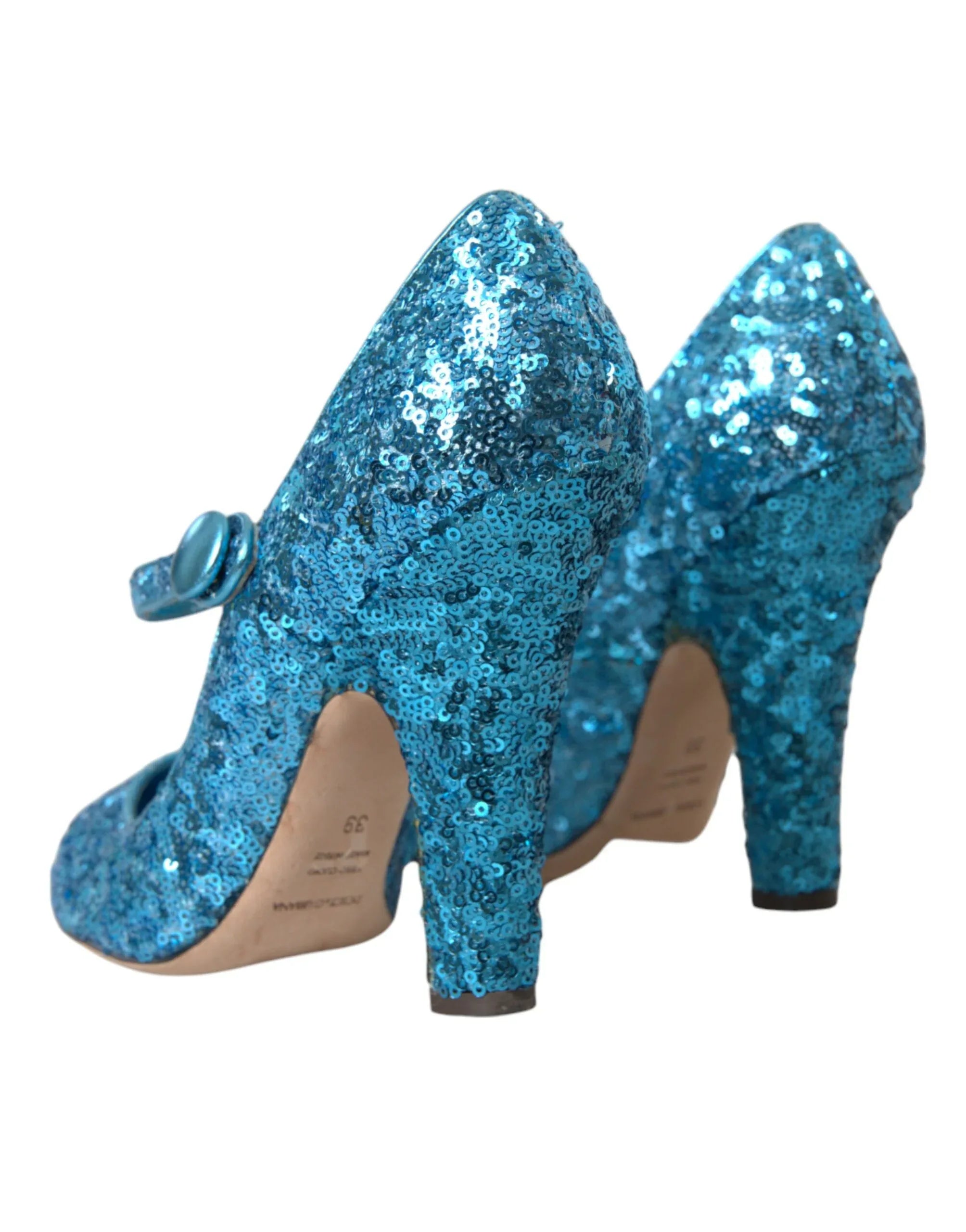 Dolce & Gabbana Blue Sequin Mary Jane Pumps High Heels Shoes - Zeiniez