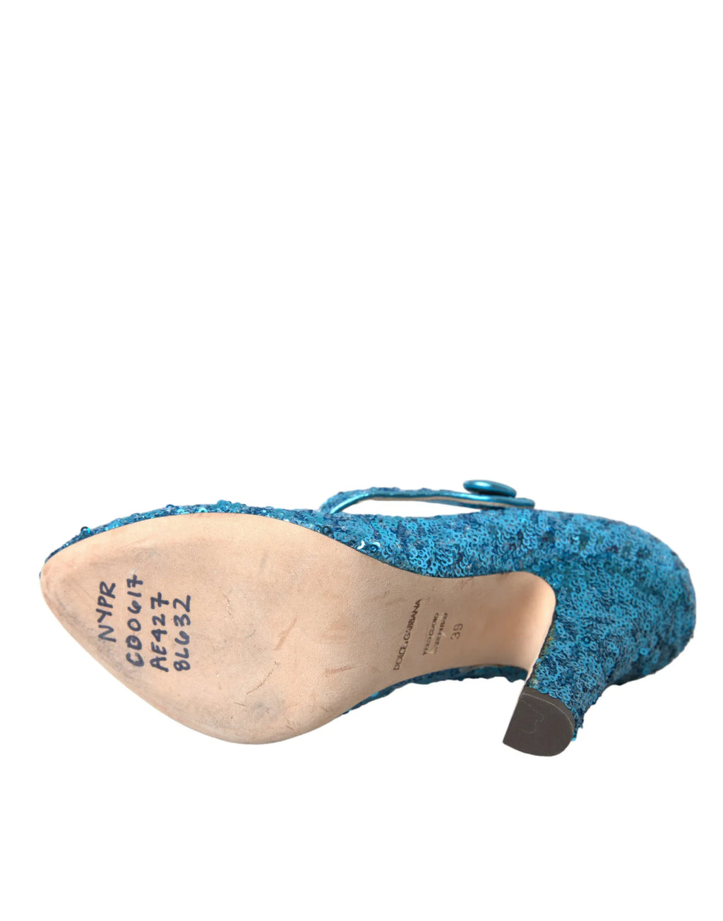 Dolce & Gabbana Blue Sequin Mary Jane Pumps High Heels Shoes - Zeiniez