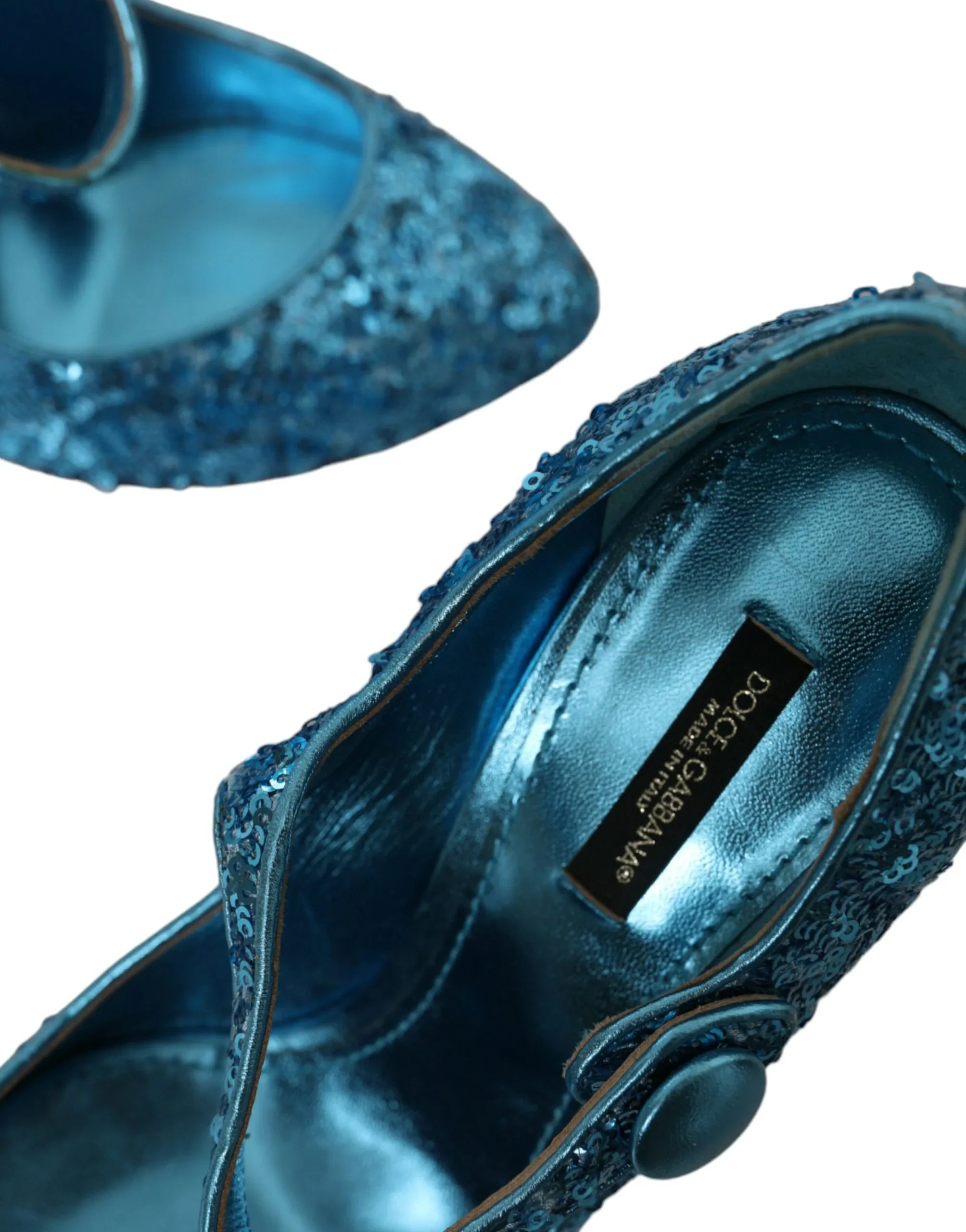 Dolce & Gabbana Blue Sequin Mary Jane Pumps High Heels Shoes - Zeiniez