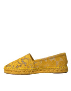 Dolce & Gabbana Yellow Taormina Lace Espadrille Loafers Flats Shoes - Zeiniez