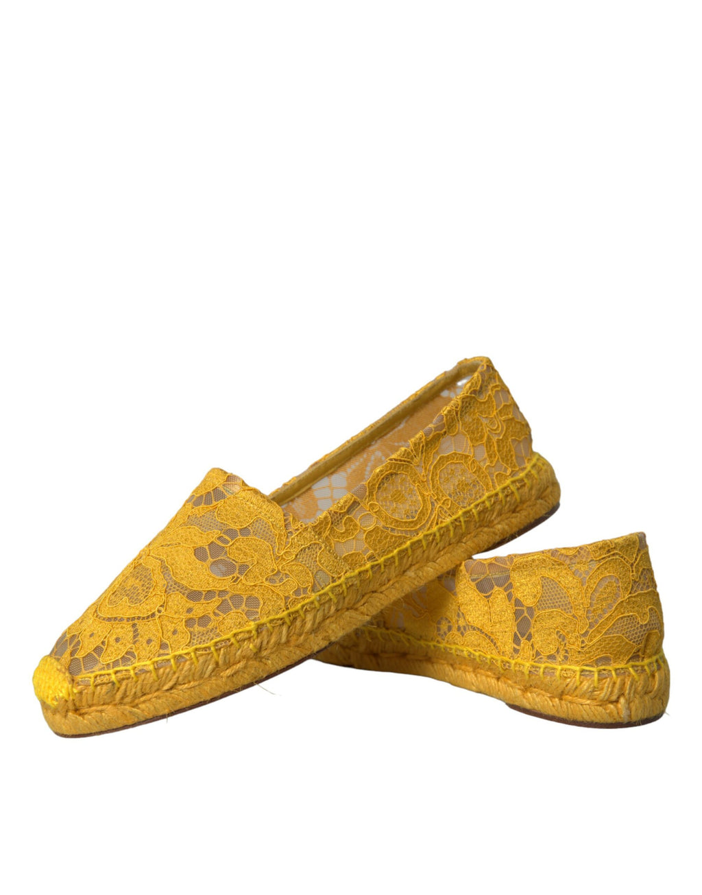 Dolce & Gabbana Yellow Taormina Lace Espadrille Loafers Flats Shoes - Zeiniez