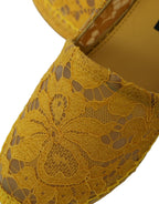 Dolce & Gabbana Yellow Taormina Lace Espadrille Loafers Flats Shoes - Zeiniez
