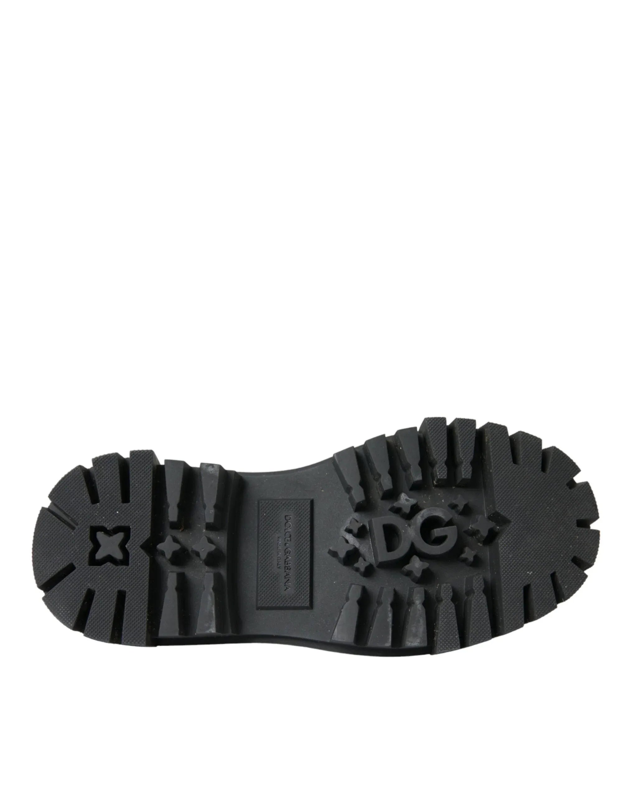 Dolce & Gabbana Black Leather Trekking Derby Embellished Shoes - Zeiniez