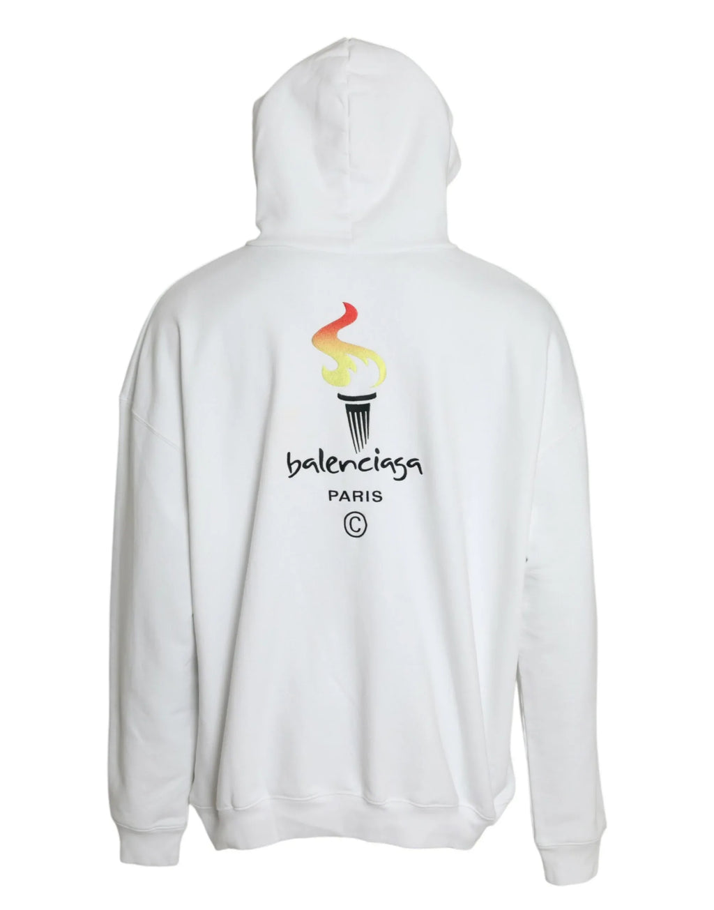 Balenciaga White Cotton Logo Hooded Pullover Sweatshirt Sweater - Zeiniez