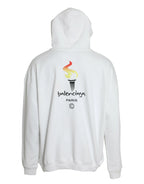 Balenciaga White Cotton Logo Hooded Pullover Sweatshirt Sweater - Zeiniez