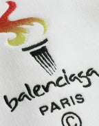 Balenciaga White Cotton Logo Hooded Pullover Sweatshirt Sweater - Zeiniez