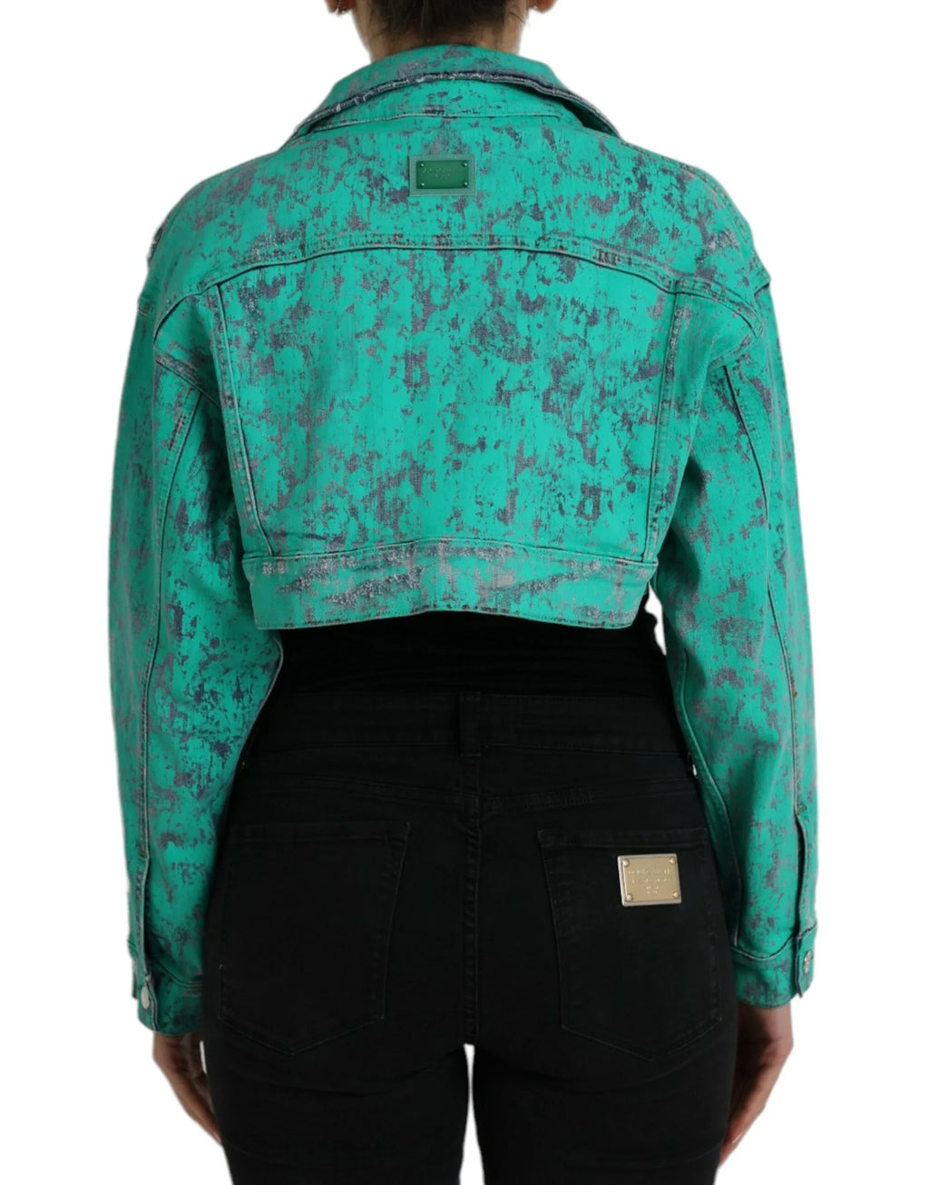Dolce & Gabbana Green Cotton Tie Dye Cropped Cropped Denim Jacket - Zeiniez