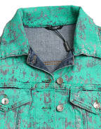 Dolce & Gabbana Green Cotton Tie Dye Cropped Cropped Denim Jacket - Zeiniez