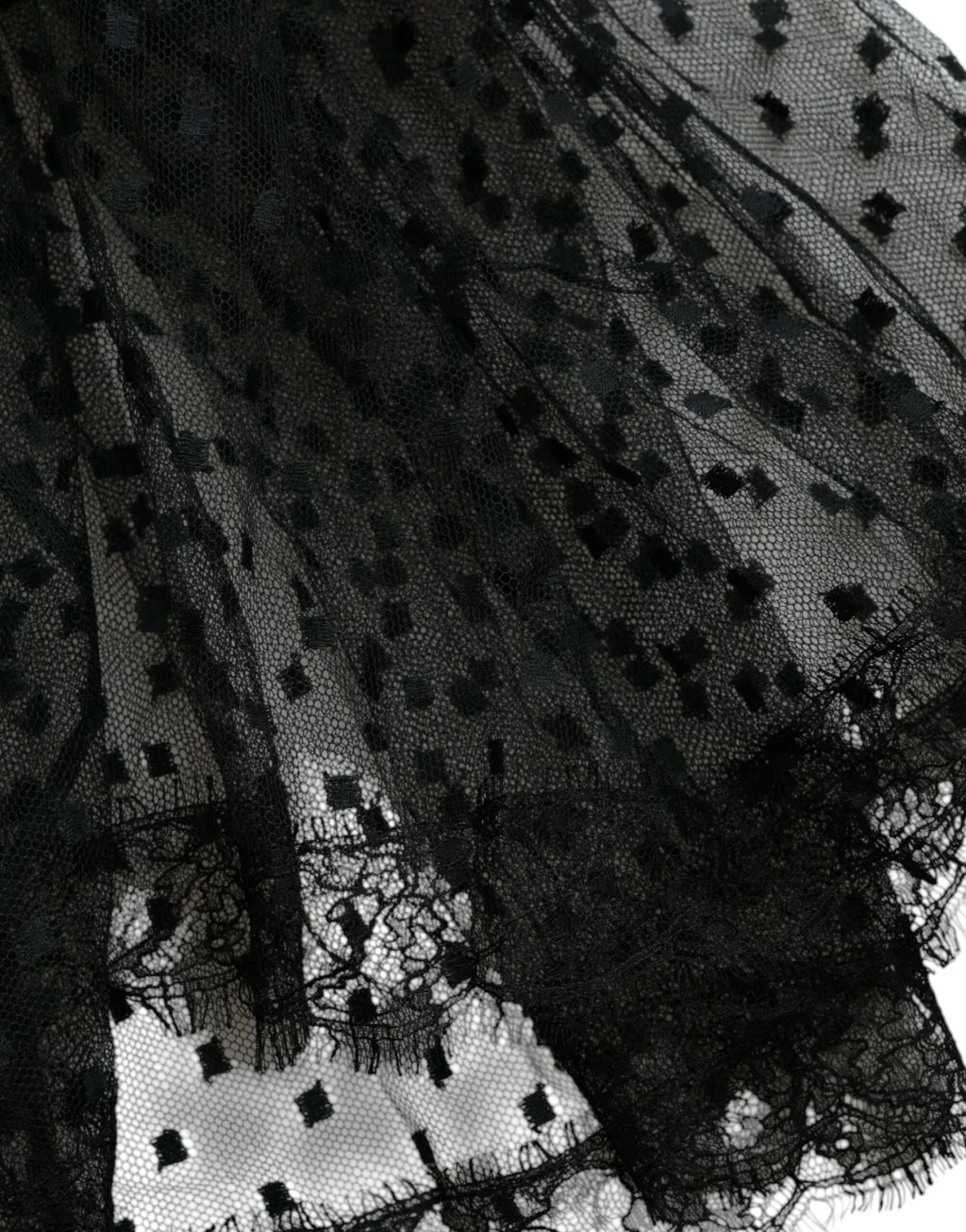 Dolce & Gabbana Black Nylon Lace Trim High Waist A-line Skirt - Zeiniez