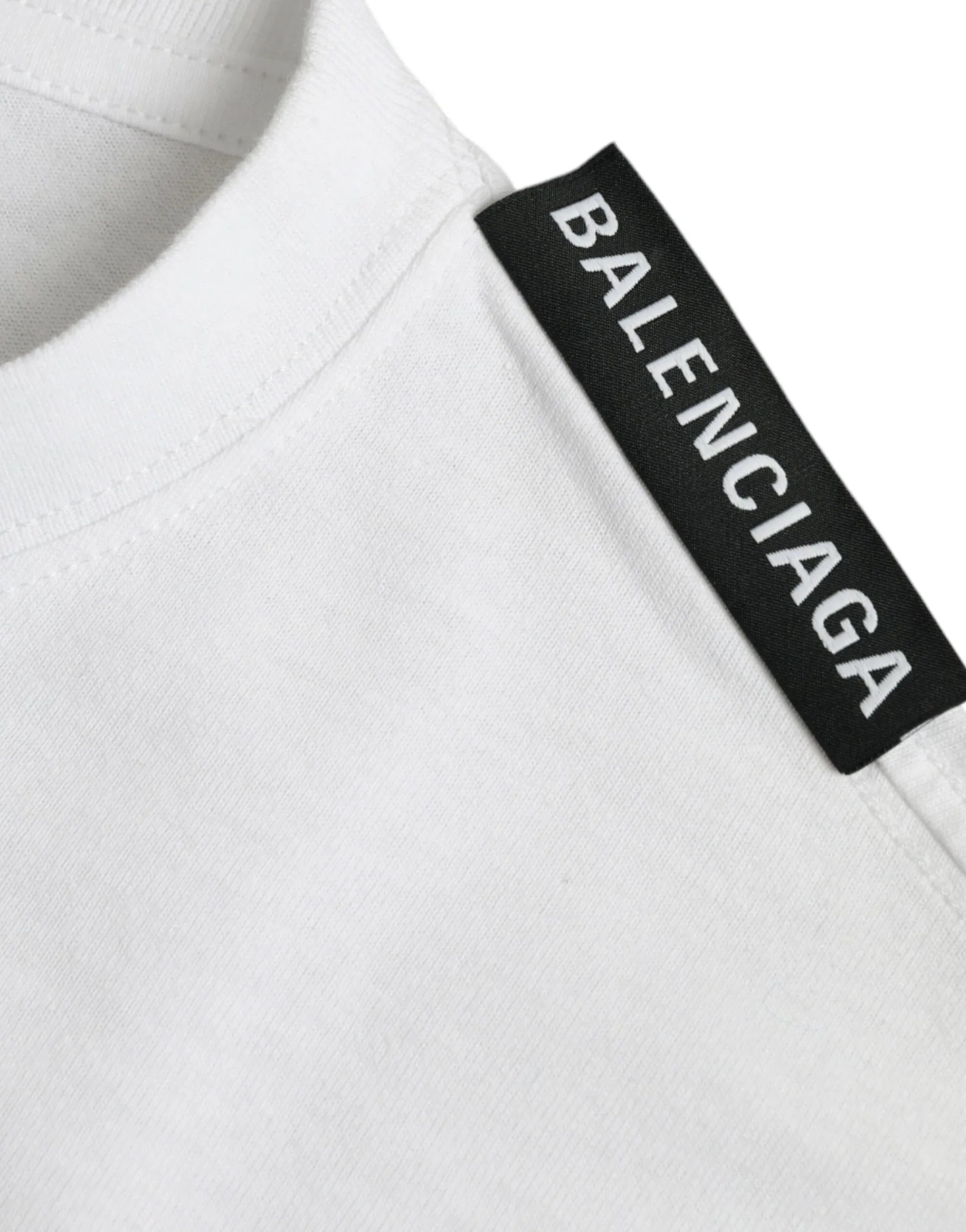 Balenciaga Off White Cotton Jersey Round Neck T-shirt - Zeiniez