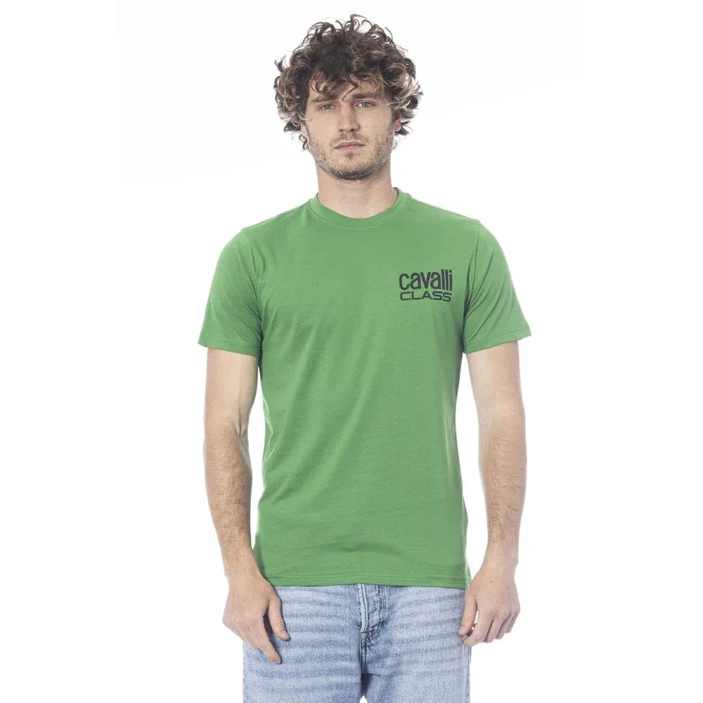 Cavalli Class Green Cotton Men T-Shirt - Zeiniez