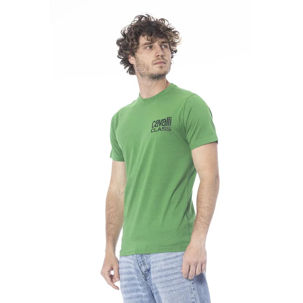 Cavalli Class Green Cotton Men T-Shirt - Zeiniez