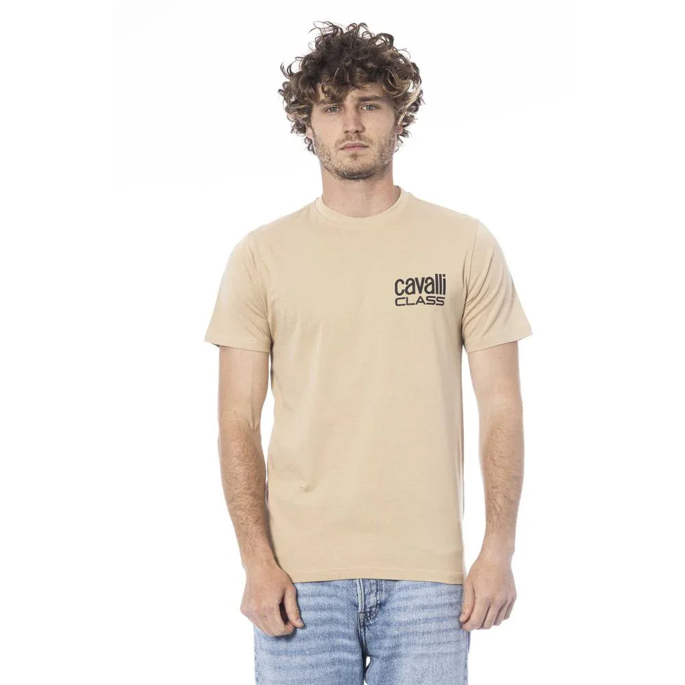 Cavalli Class Beige Cotton Men T-Shirt - Zeiniez