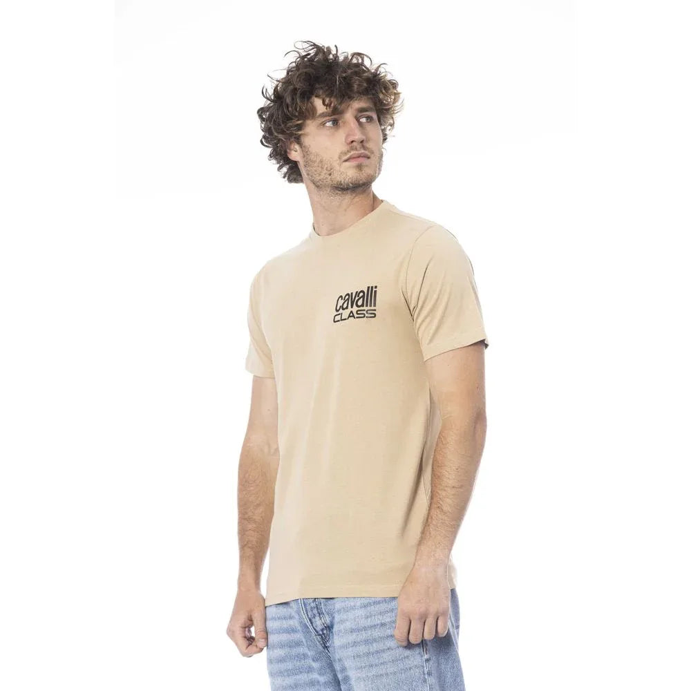 Cavalli Class Beige Cotton Men T-Shirt - Zeiniez