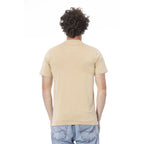 Cavalli Class Beige Cotton Men T-Shirt - Zeiniez