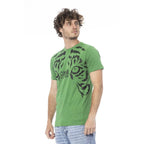 Cavalli Class Green Cotton Men T-Shirt - Zeiniez