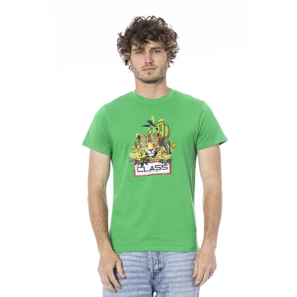 Cavalli Class Green Cotton Men T-Shirt - Zeiniez