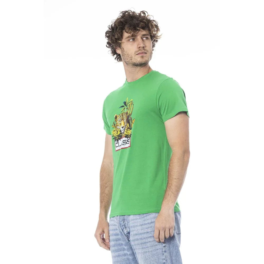 Cavalli Class Green Cotton Men T-Shirt - Zeiniez