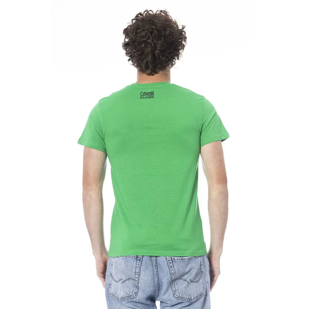Cavalli Class Green Cotton Men T-Shirt - Zeiniez