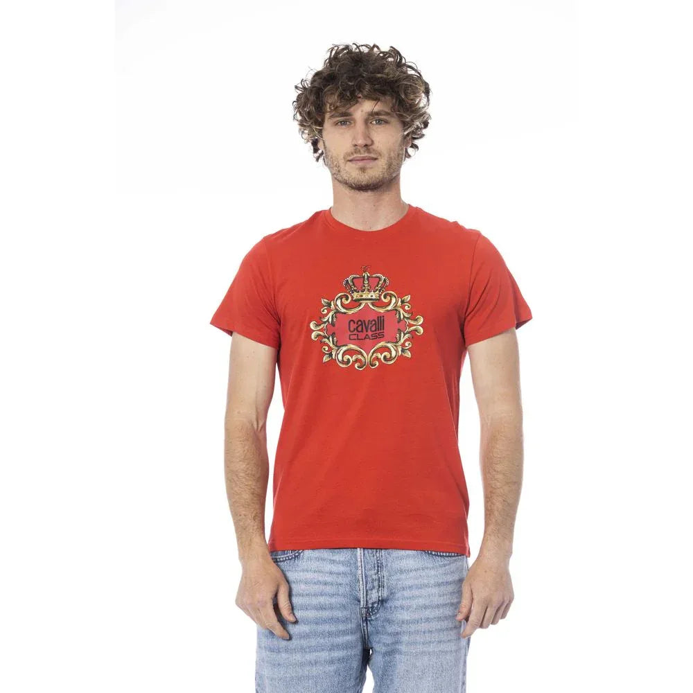 Cavalli Class Red Cotton Men T-Shirt - Zeiniez