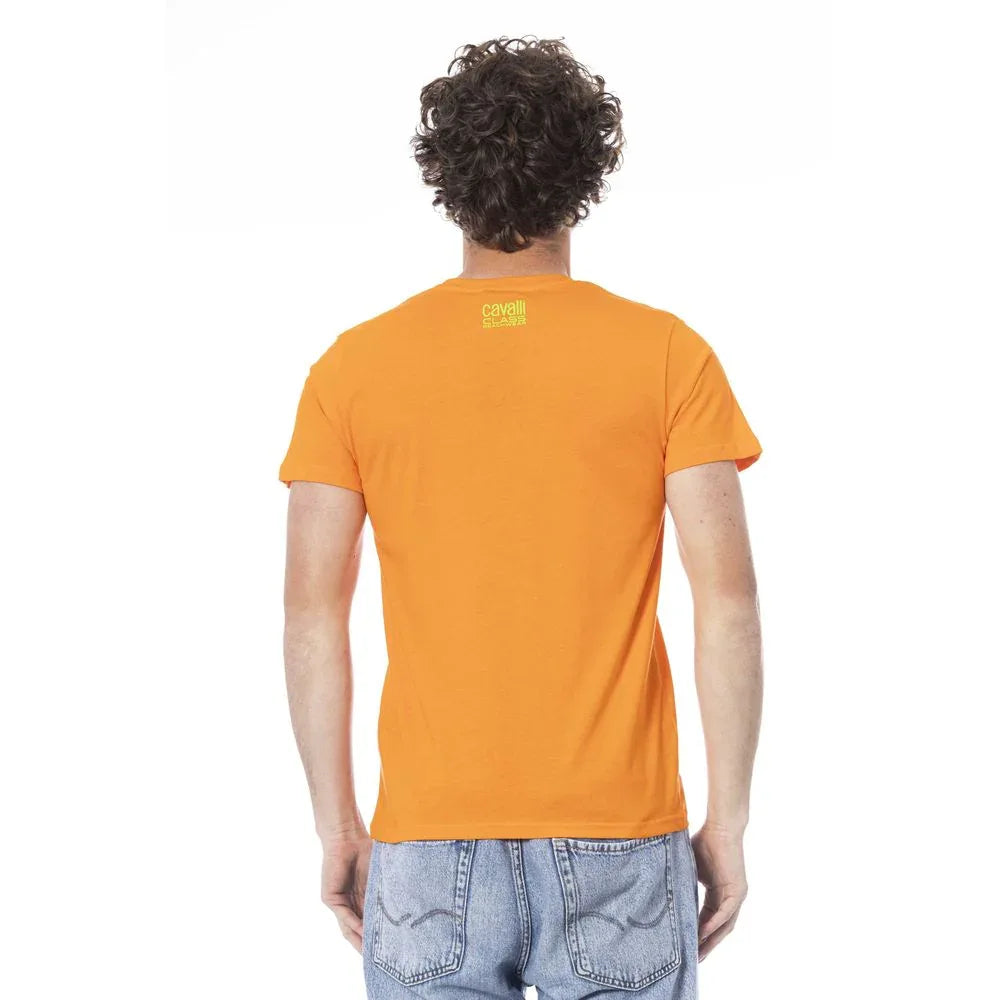 Cavalli Class Orange Cotton Men T-Shirt - Zeiniez