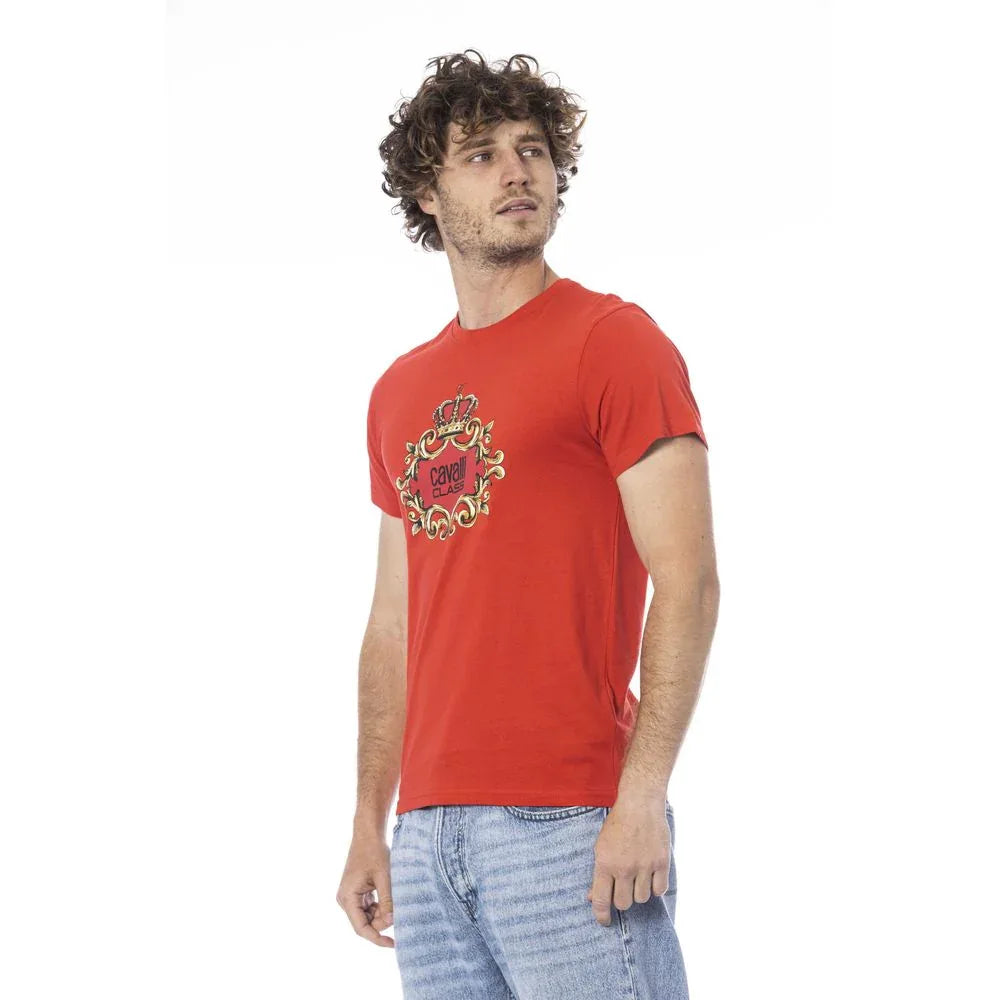Cavalli Class Red Cotton Men T-Shirt - Zeiniez