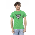 Cavalli Class Green Cotton Men T-Shirt - Zeiniez