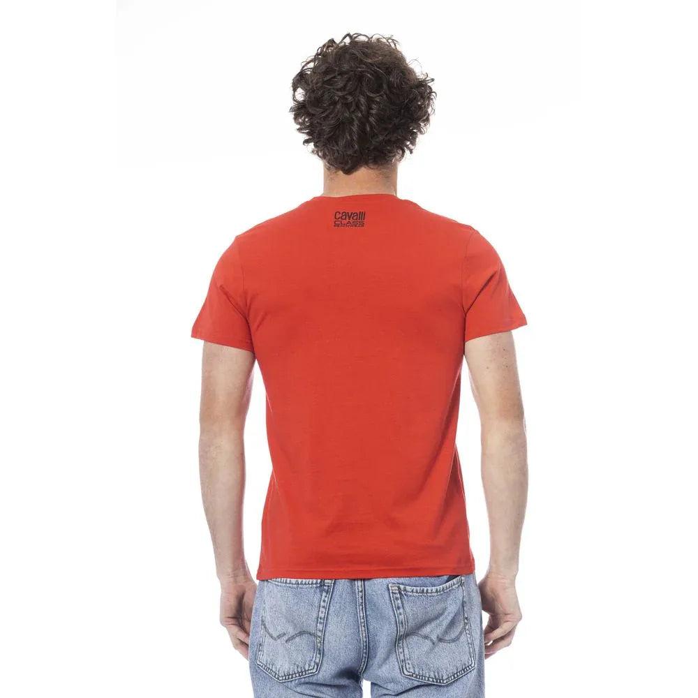 Cavalli Class Red Cotton Men T-Shirt - Zeiniez