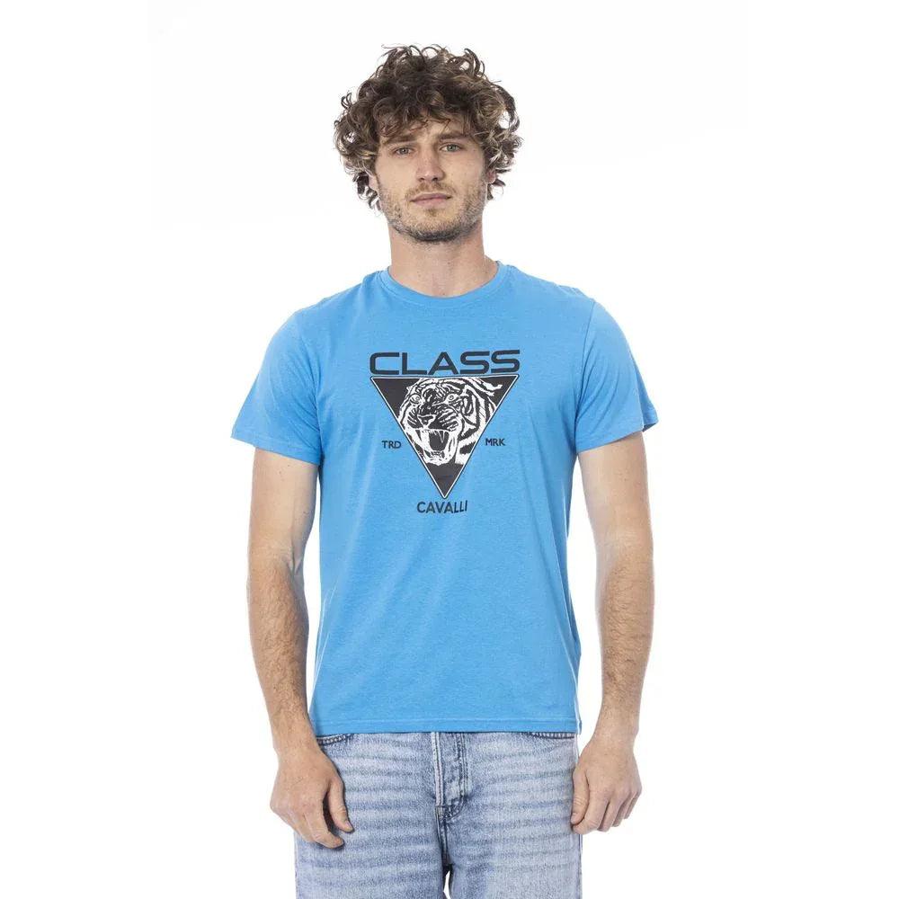 Cavalli Class Light Blue Cotton Men T-Shirt - Zeiniez