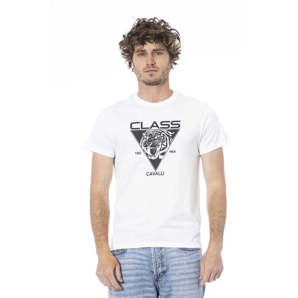 Cavalli Class White Cotton Men T-Shirt - Zeiniez