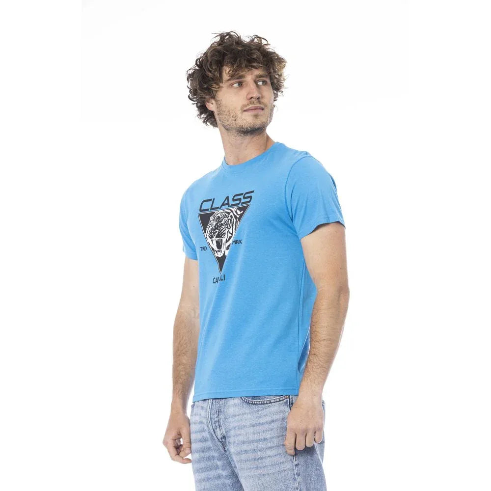 Cavalli Class Light Blue Cotton Men T-Shirt - Zeiniez