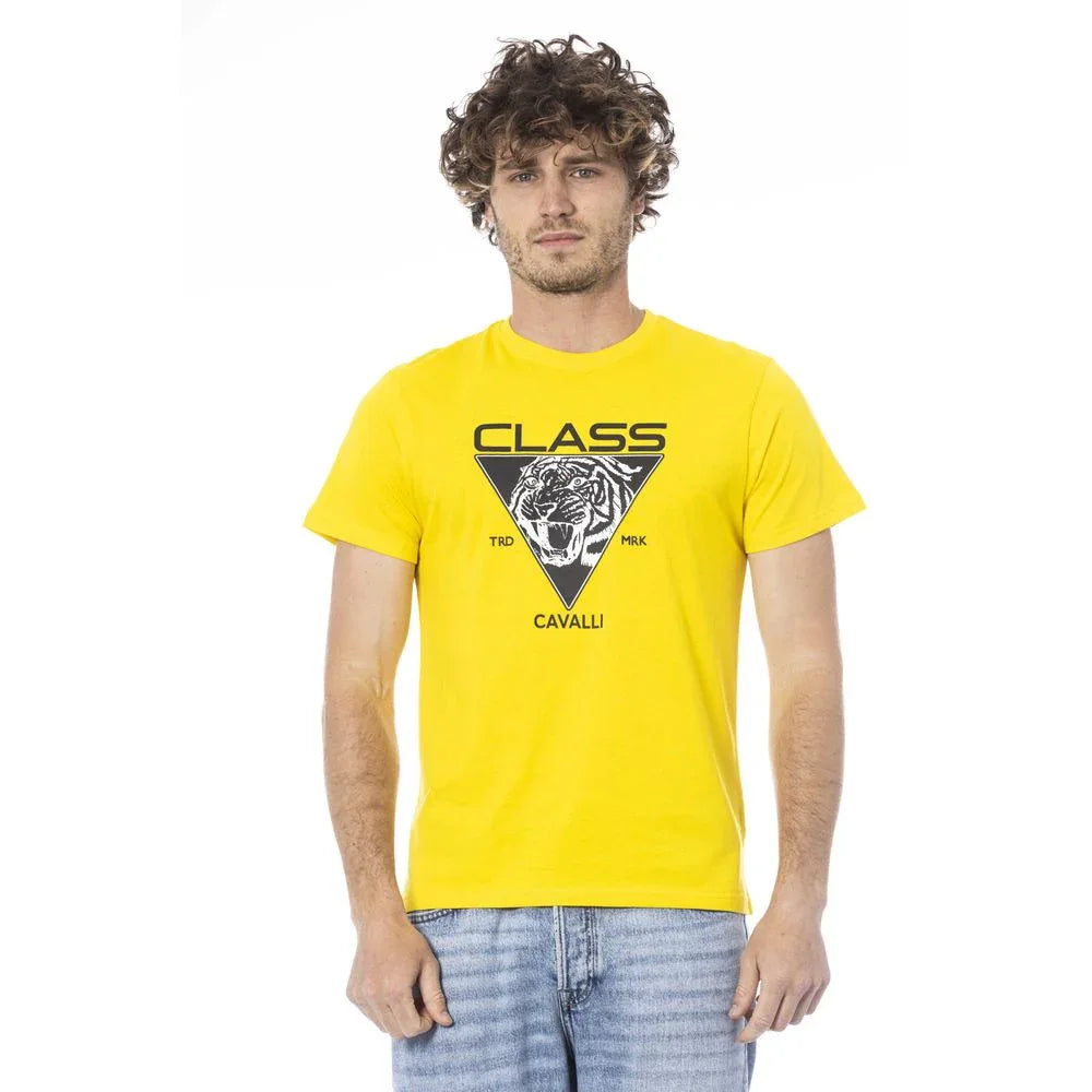 Cavalli Class Yellow Cotton Men T-Shirt - Zeiniez