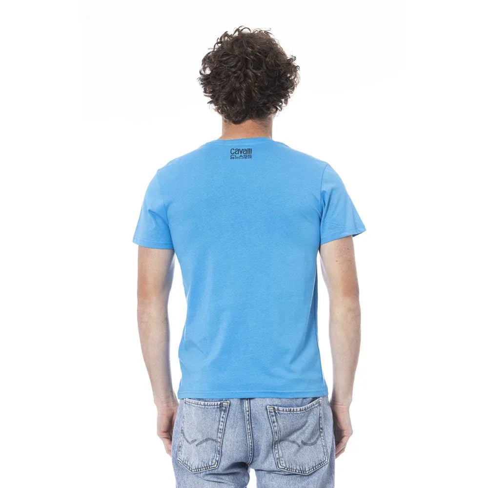 Cavalli Class Light Blue Cotton Men T-Shirt - Zeiniez