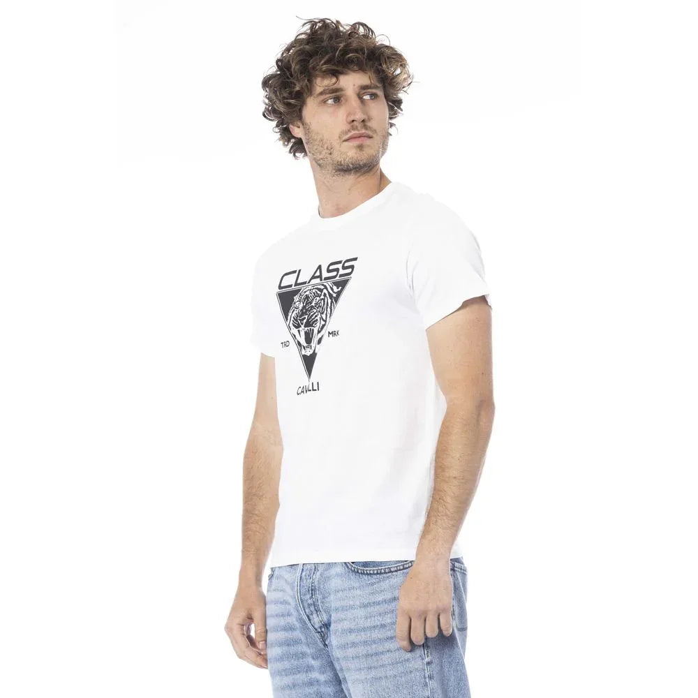 Cavalli Class White Cotton Men T-Shirt - Zeiniez