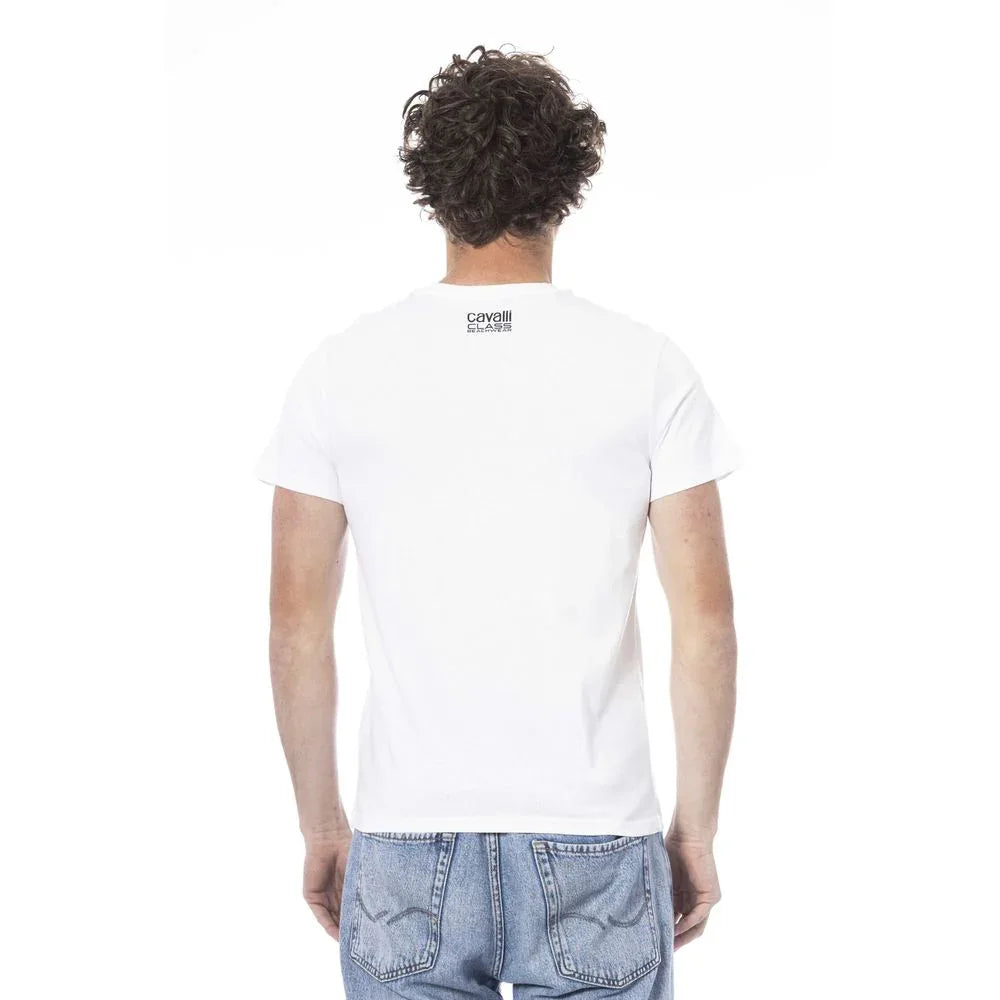 Cavalli Class White Cotton Men T-Shirt - Zeiniez