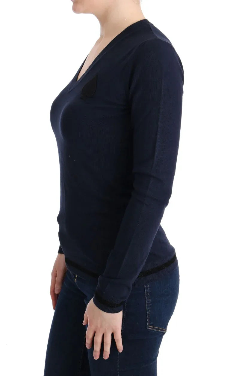 Costume National Blue V-neck Viscose Sweater - Zeiniez