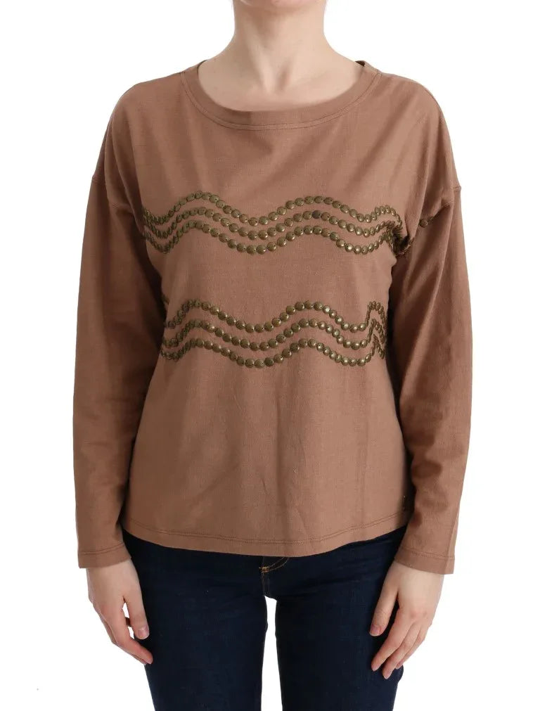 John Galliano Brown Cotton Studded Sweater - Zeiniez