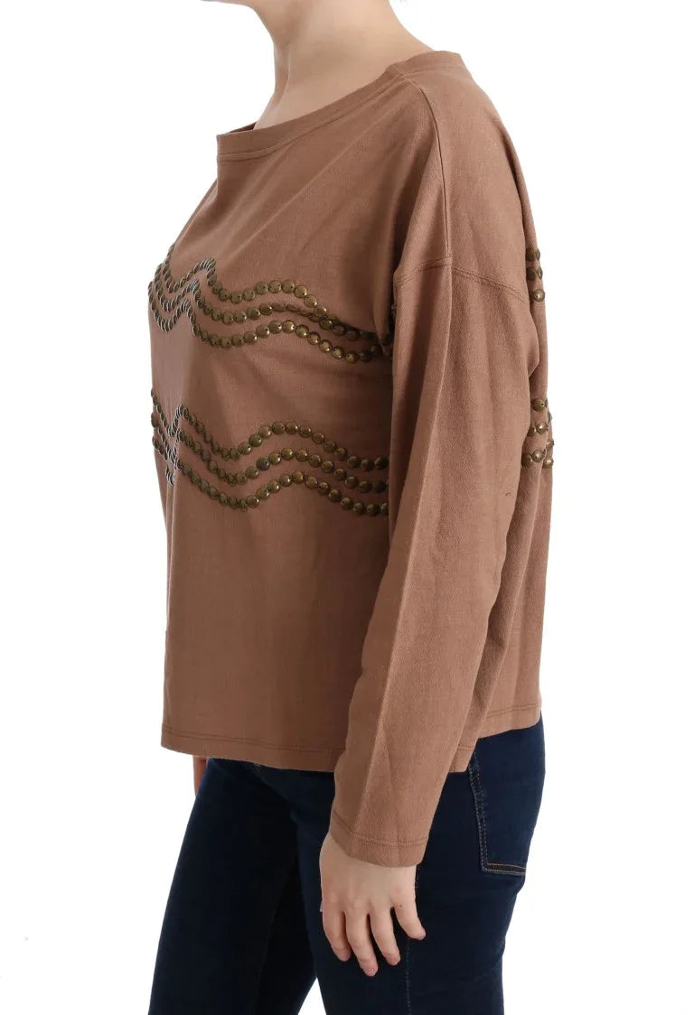 John Galliano Brown Cotton Studded Sweater - Zeiniez