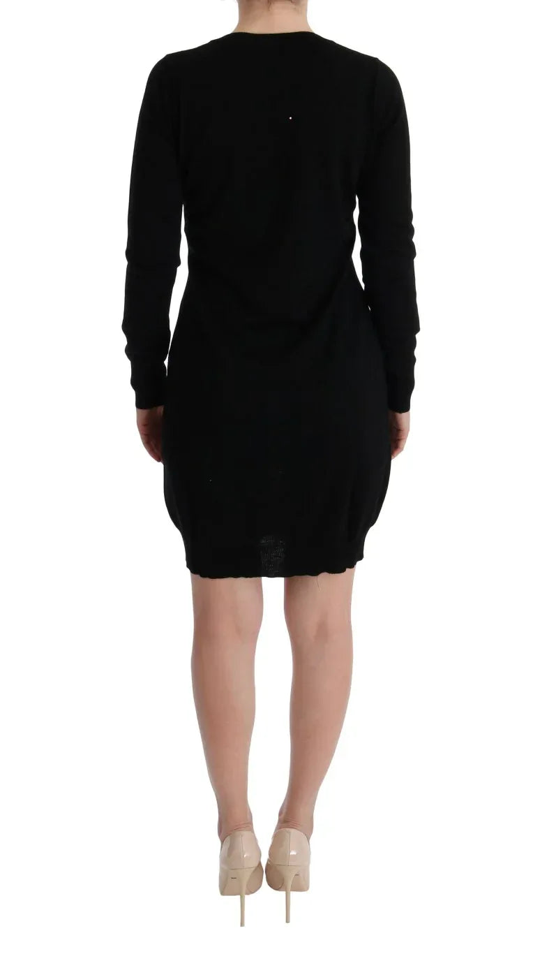 MARGHI LO' Black Wool Long Sleeve Shift Dress - Zeiniez
