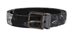 Dolce & Gabbana Black Cayman Linen Leather Belt - Zeiniez